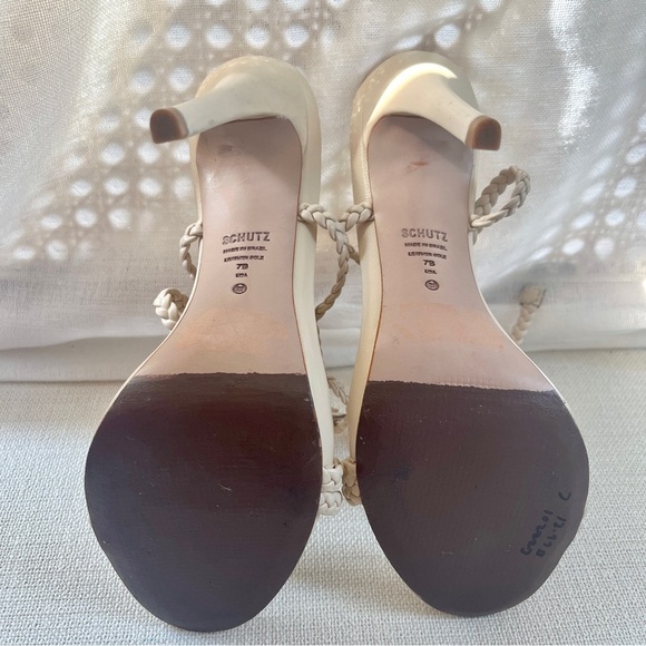 SCHUTZ Jada Braided Ankle Tie High Heel Sandals in Eggshell Sz 7 - Picture 9 of 14